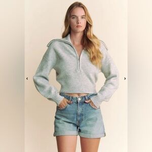 Hers & Mine Zip Up Crop Sweater